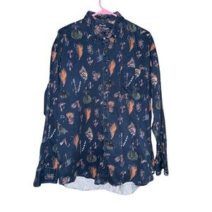 Rare VTG Ralph Lauren Chaps All Over Print Pattern Long Sleeve Shirt Large